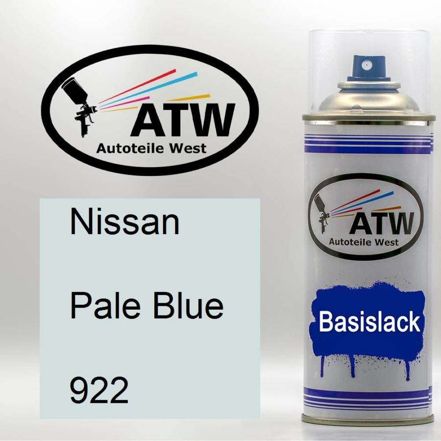 Nissan, Pale Blue, 922: 400ml Sprühdose, von ATW Autoteile West.